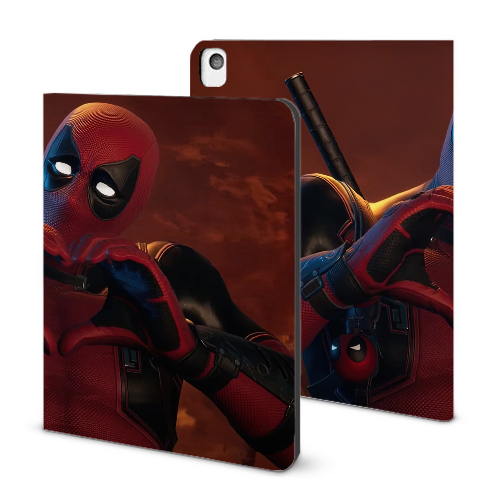 （画像用） Deadpool デッドプール IPadケース ペンホルダー付き ブックスタイルデザイン